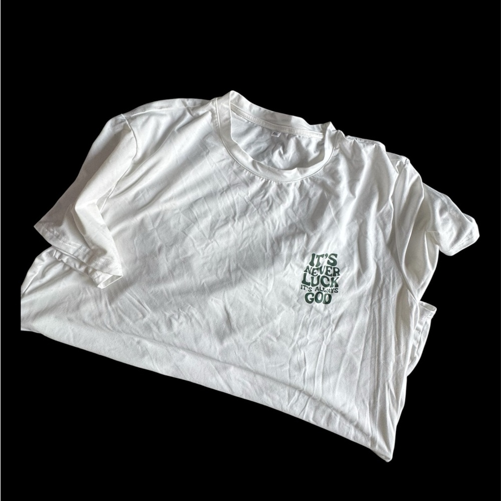 White Men’s T-Shirt with Green Print